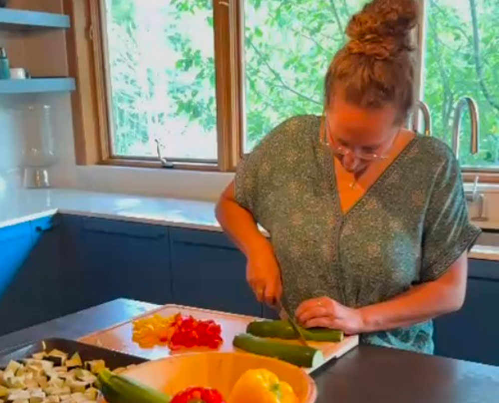 Prepping vegetables at a private clients residence in Windham New York